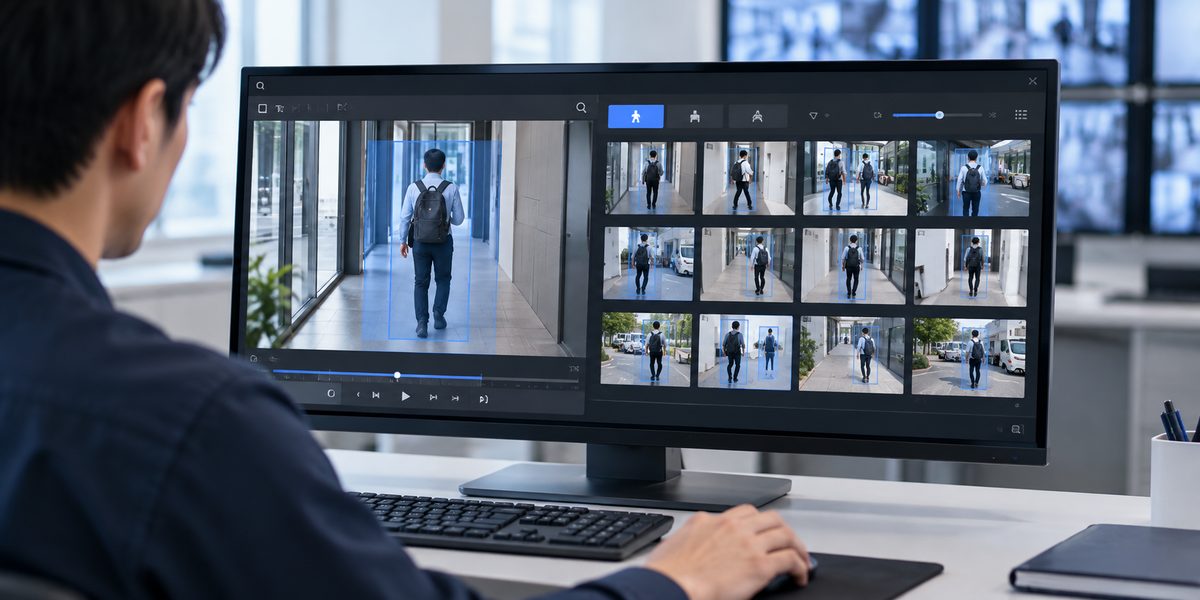 録画の中から選んだ人物の映像を一覧で表示しているイメージ